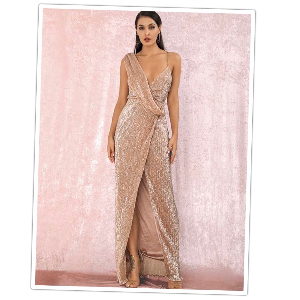 Pastel Twist Split Thigh Draped Maxi Dress size S